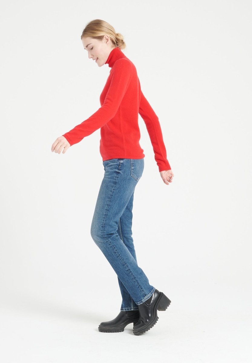 Pull col roulé cachemire rouge femme - LILLY 3