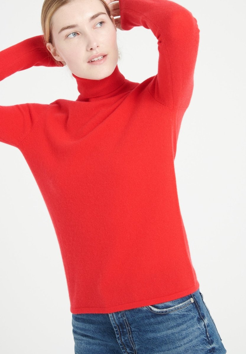 Pull col roulé cachemire rouge femme - LILLY 3
