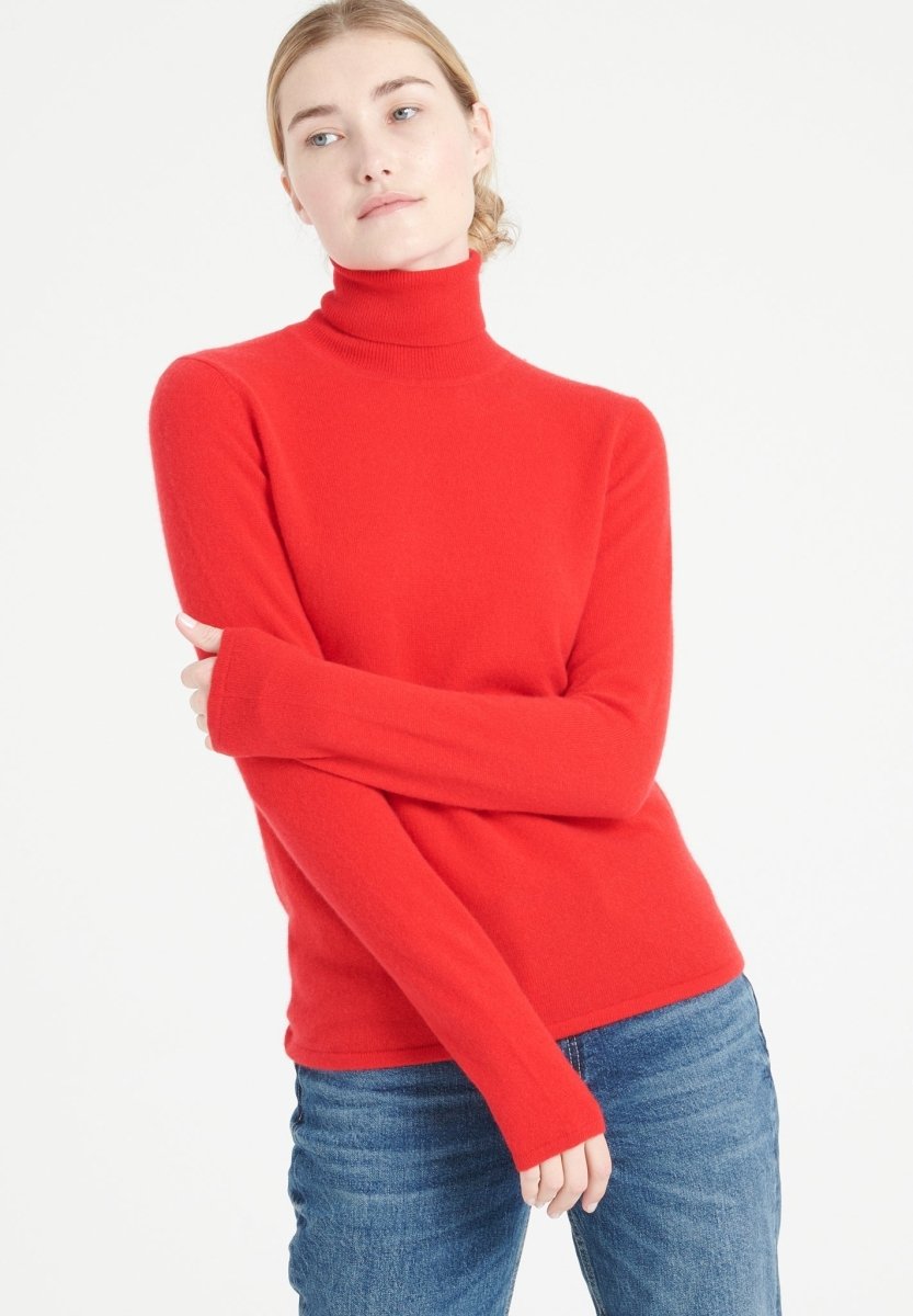 Pull col roulé cachemire rouge femme - LILLY 3