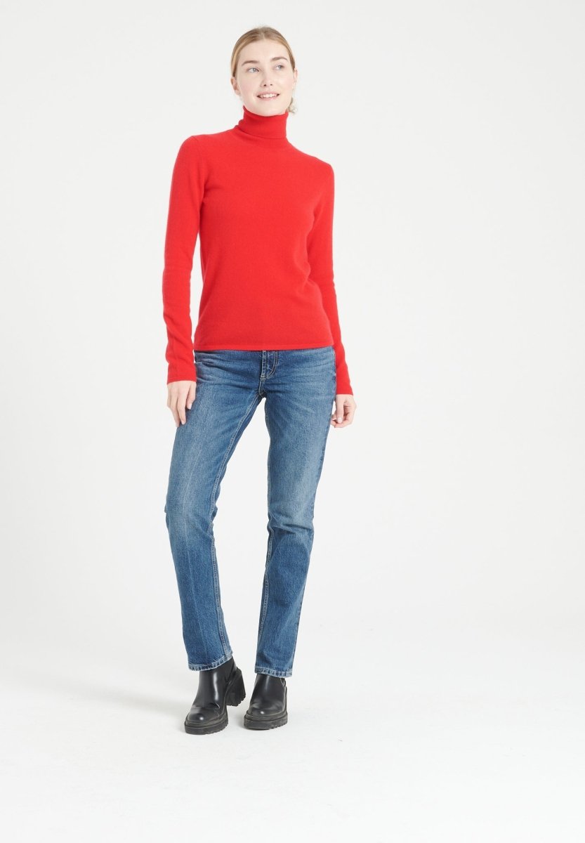 Pull col roulé cachemire rouge femme - LILLY 3