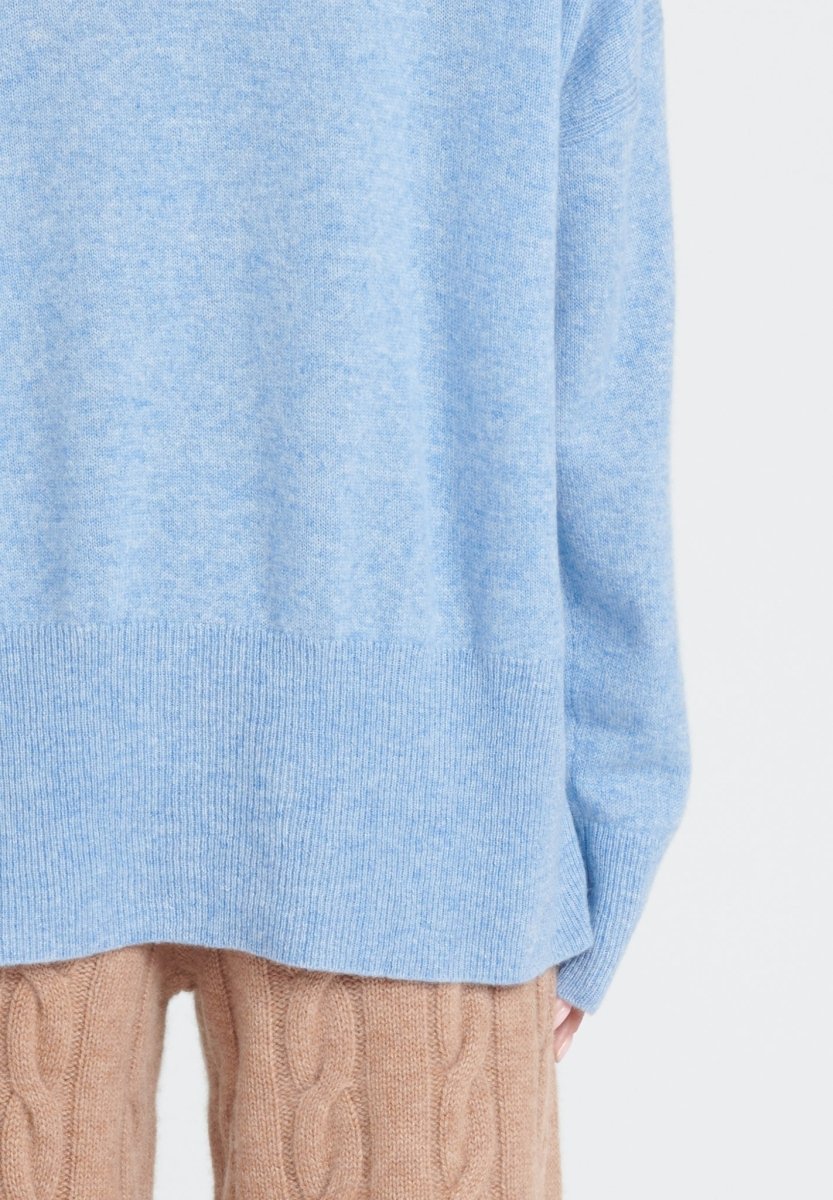 Pull col montant cachemire bleu ciel femme - ZAYA 13