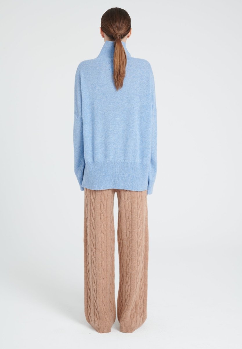 Pull col montant cachemire bleu ciel femme - ZAYA 13