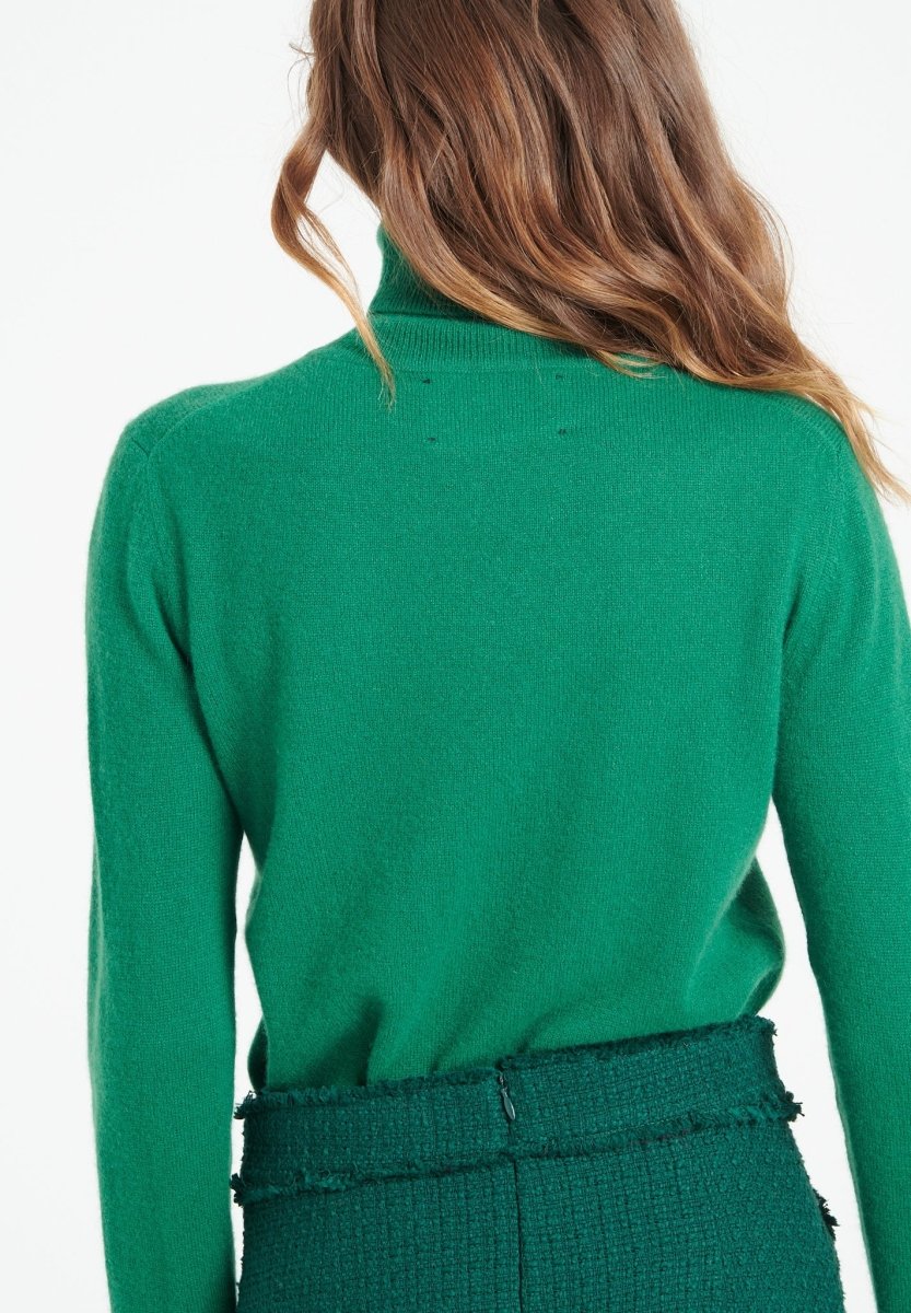 Pull col roulé cachemire vert émeraude femme - LILLY 3
