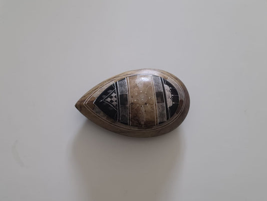 Boîte à bijoux & Vide-poche gravée "Goutte" en talc du Niger