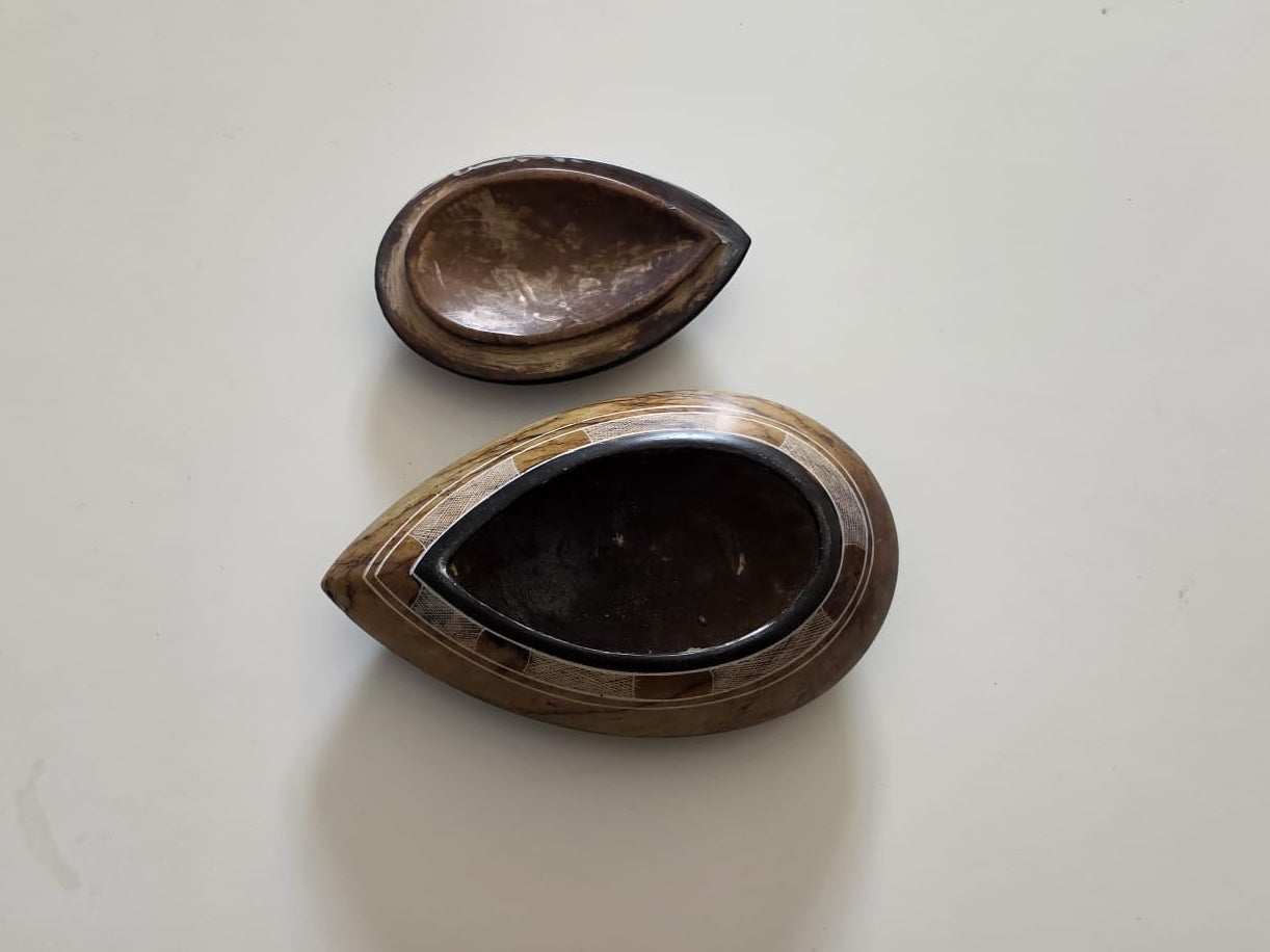 Boîte à bijoux & Vide-poche gravée "Goutte" en talc du Niger