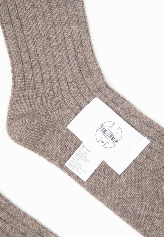 Chaussettes cachemire 4 fils taupe - UNI 13