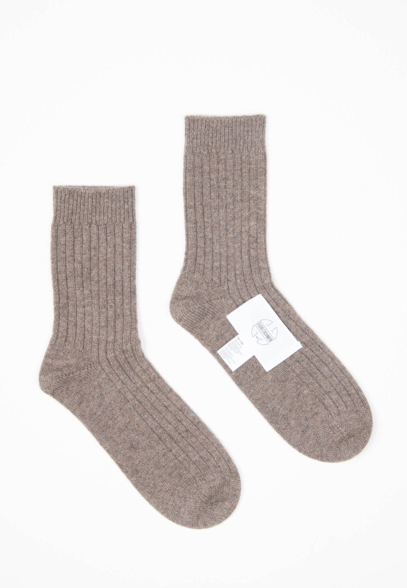 Chaussettes cachemire 4 fils taupe - UNI 13