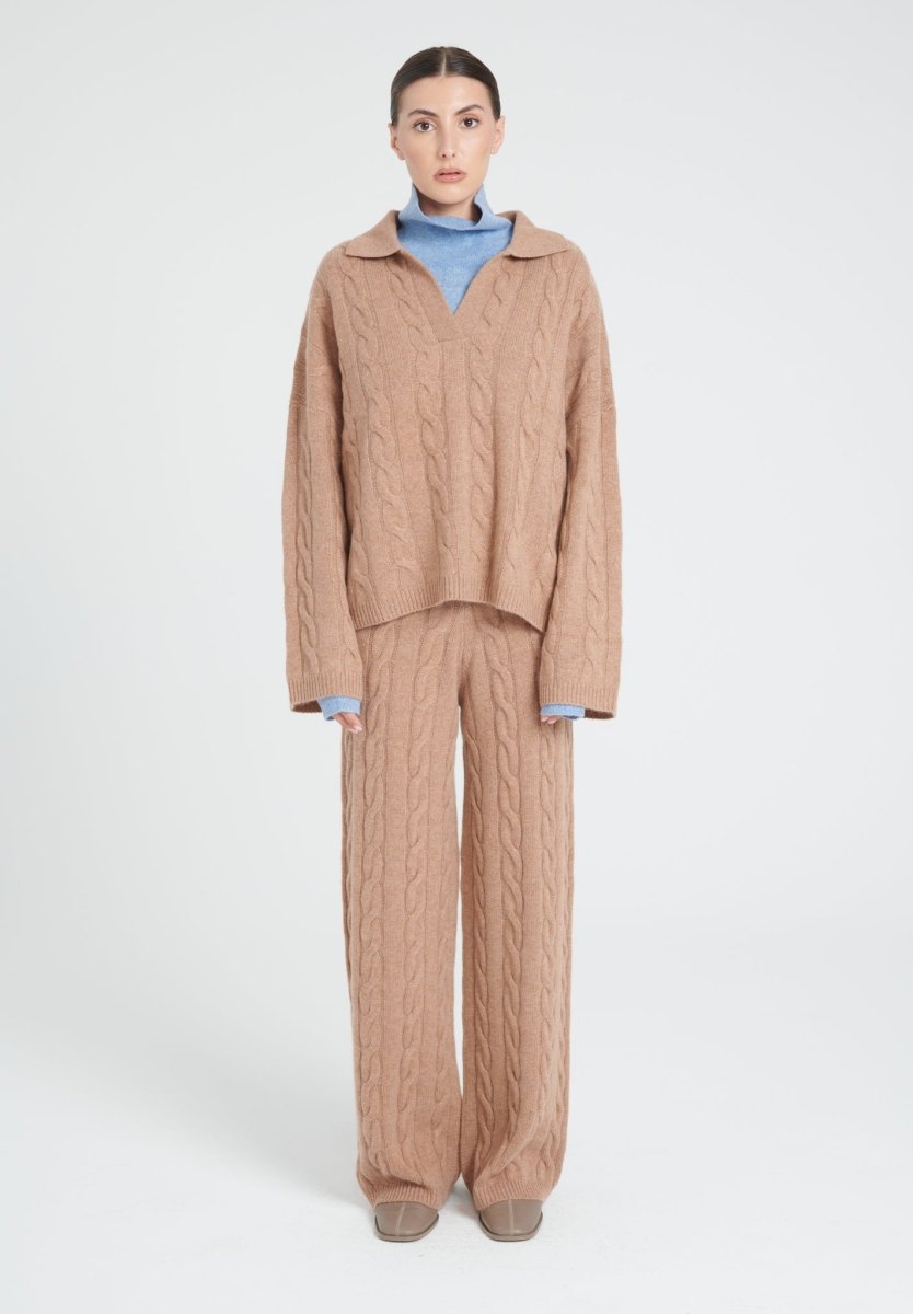 Polo manches longues cachemire 6 fils camel femme - ZAYA 5